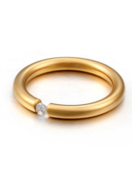 3mm gold Stainless Steel With Cubic Zirconia Trendy Band Rings