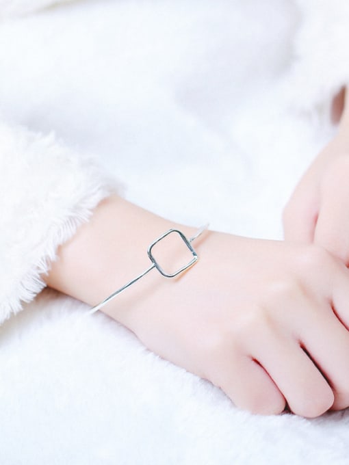 Peng Yuan Simple Hollow Square Opening Bangle 1