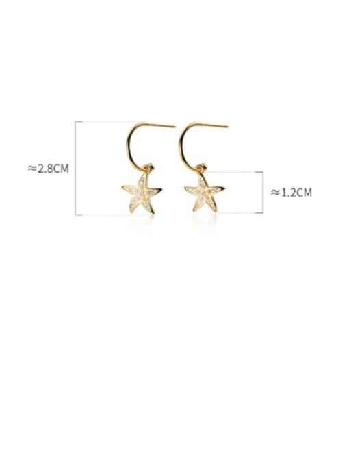 Rosh 925 Sterling Silver With Gold Plated Simplistic Star Hook Earrings 3