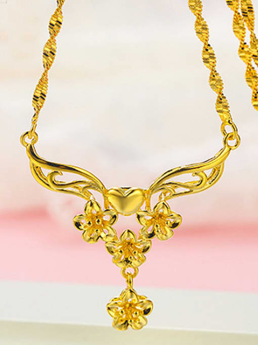 XP Copper Alloy 24K Gold Plated Ethnic style Flower Necklace 2