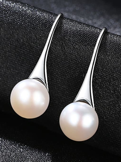 White Pure silver 8-8.5mm Natural Pearl Earrings