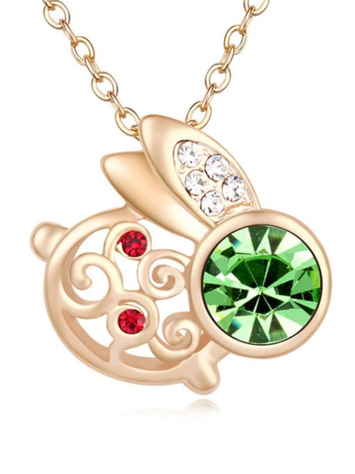 green Personalized Zodiac Rabbit Cubic austrian Crystals Alloy Necklace