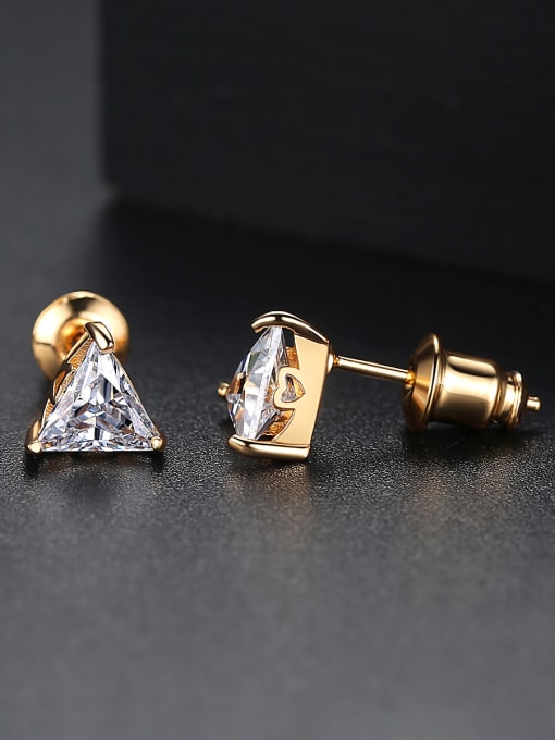 BLING SU Copper With 18k Gold Plated Simplistic Triangle Stud Earrings 2