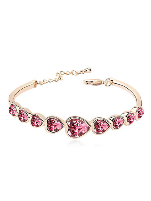 5 Fashion Heart shaped austrian Crystals Alloy Bracelet