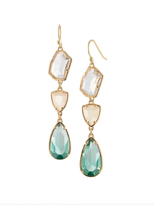 KM Alloy Fashionable Semi-Precious Stones Crystal Water Drop hook earring 0