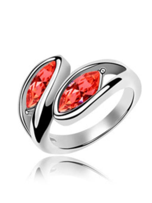 Red Personalized Oval austrian Crystals Alloy Ring