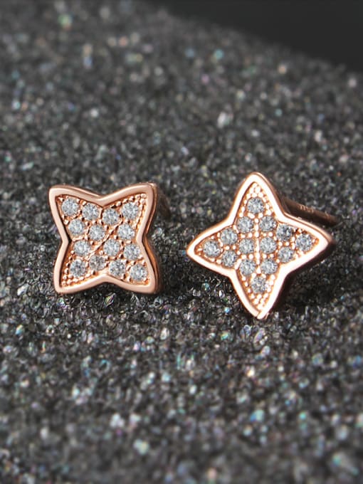 SANTIAGO Tiny Shiny Zirconias-covered Star 925 Silver Stud Earrings 2