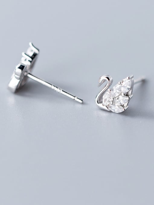 Rosh 925 Sterling Silver With Cubic Zirconia Classic Swan Stud Earrings 2