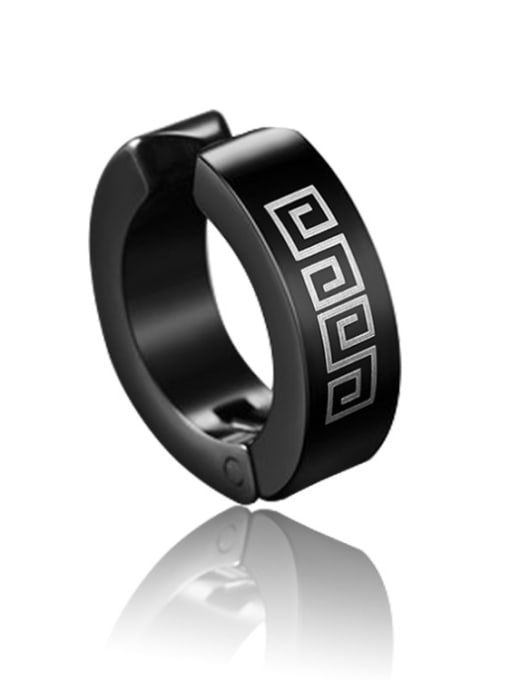 The Great Wall pattern Stainless Steel With Black Gun Plated Simplistic Geometric Clip On Earrings