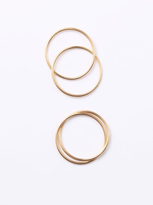 GROSE Titanium With Gold Plated Simplistic Hollow Smooth Round Band Rings 2