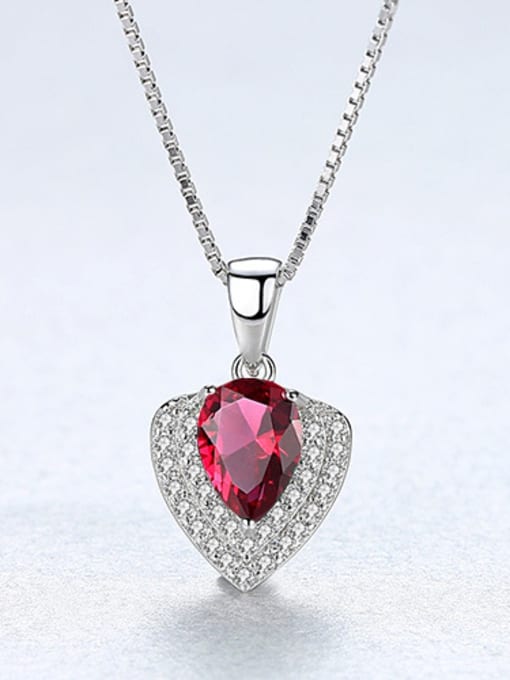 Red 925 Sterling Silver With Gemstone Delicate Heart Locket Necklace