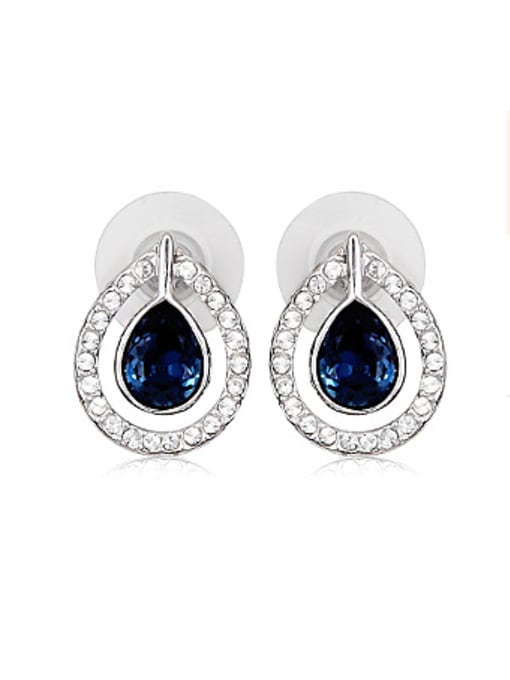 royal blue Austria Crystal Water Drop Stud Earrings
