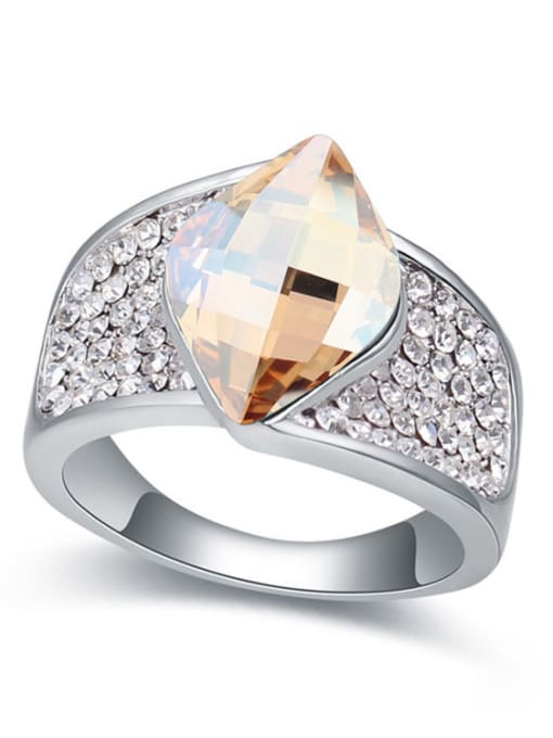 QIANZI Fashion Rhombus Cubic austrian Crystals Alloy Ring 3