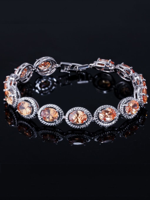 champagne Copper With Cubic Zirconia  Luxury Oval Bracelets