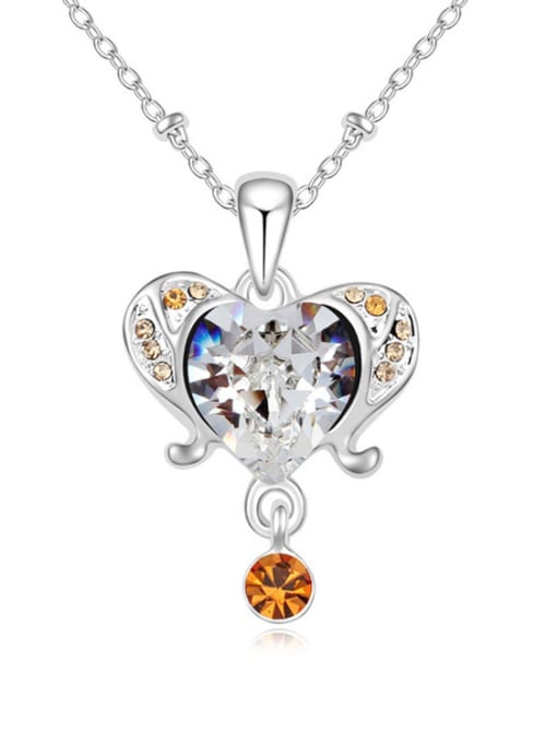 QIANZI Fashion austrian Crystals Heart Alloy Platinum Plated Necklace 2