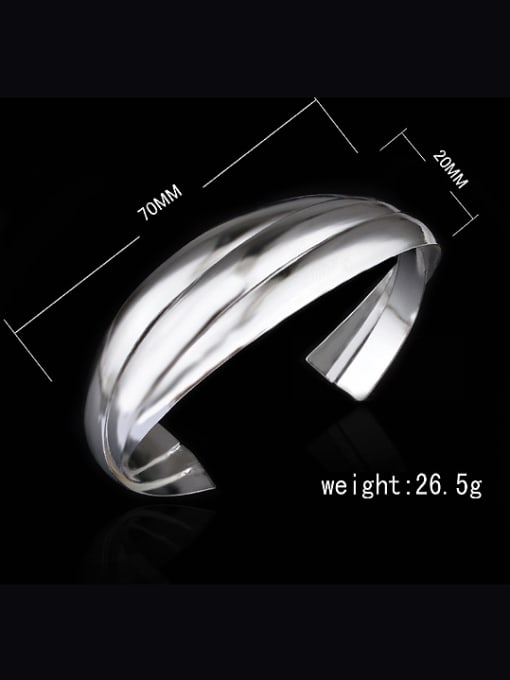 Ya Heng Simple Copper Silver Plated Opening Bangle 4