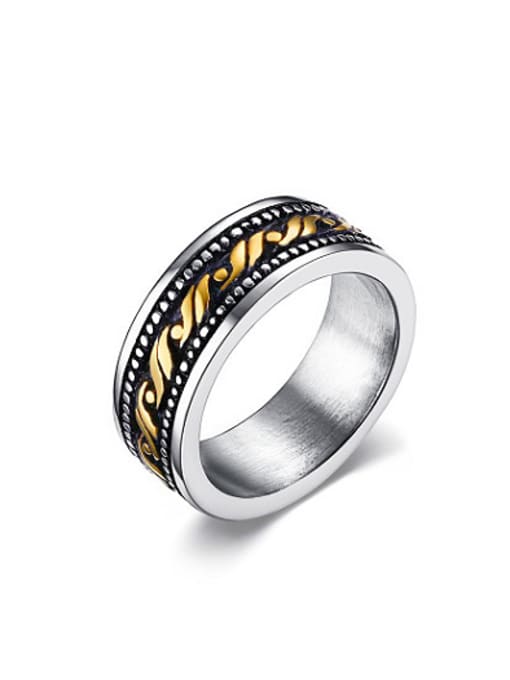 CONG Fashion Double Color Design Geometric Shaped Titanium Ring 0