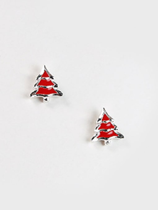 Peng Yuan Tiny Red Christmas Tree Stud Earrings 0