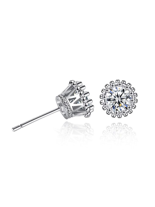 silvery Tiny Shiny Cubic Zircon Copper Stud Earrings