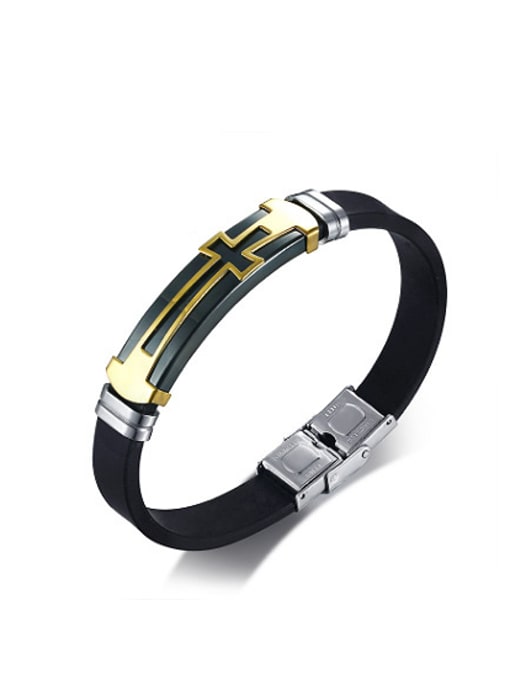 CONG Exquisite Cross Shaped Artificial Leather Silicone Bracelet