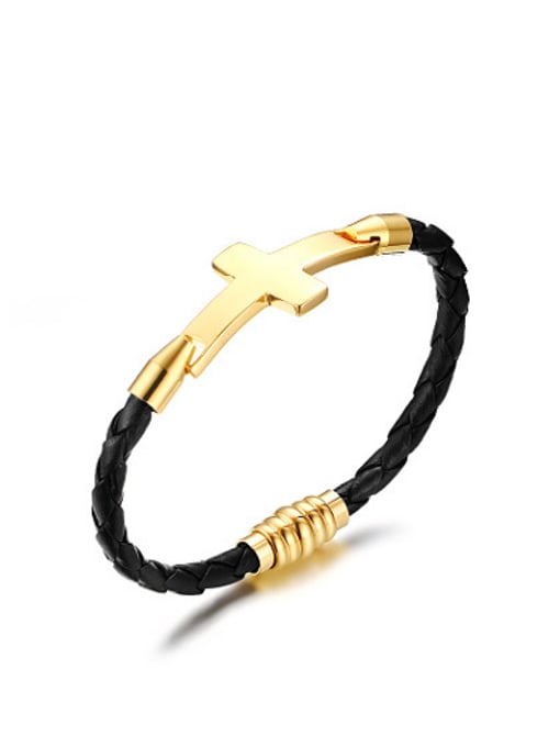 CONG Fashionable Cross Shaped Artificial Leather Bracelet 0