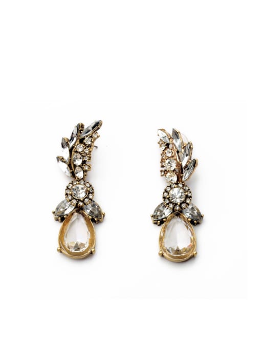 KM Fashion Luxury Glass Stones Water drop earring 0