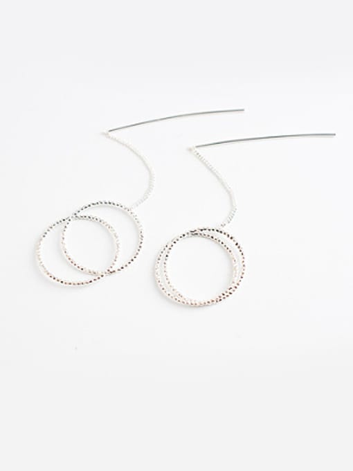 Silvery 18K Silver Plated Double Round Shaped Earrings