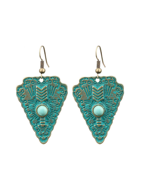 Gujin Antique Bronze Plated Resin stone Triangle Alloy Earrings