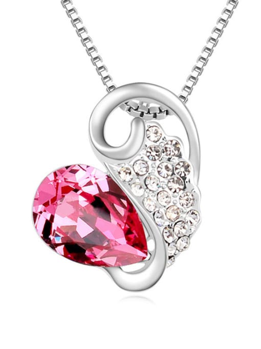 pink Fashion Tiny Cubic Water Drop austrian Crystals Alloy Necklace