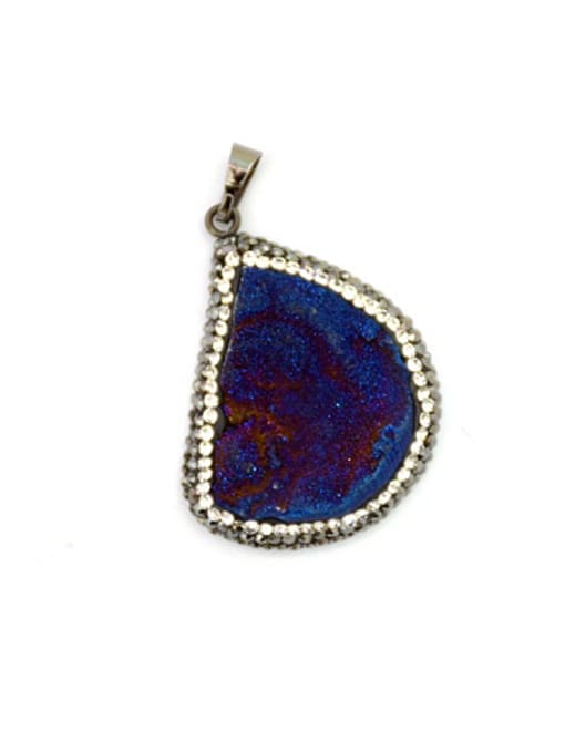 Blue Personalized Geometrical Agate Stone Pendant