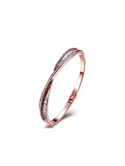 OUXI Premium Rose Gold Rhinestone Bangle