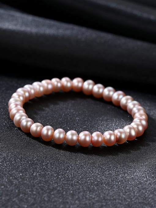 CCUI Sterling Silver 6-6.5mm oblate Lavender freshwater pearl bracelet 1