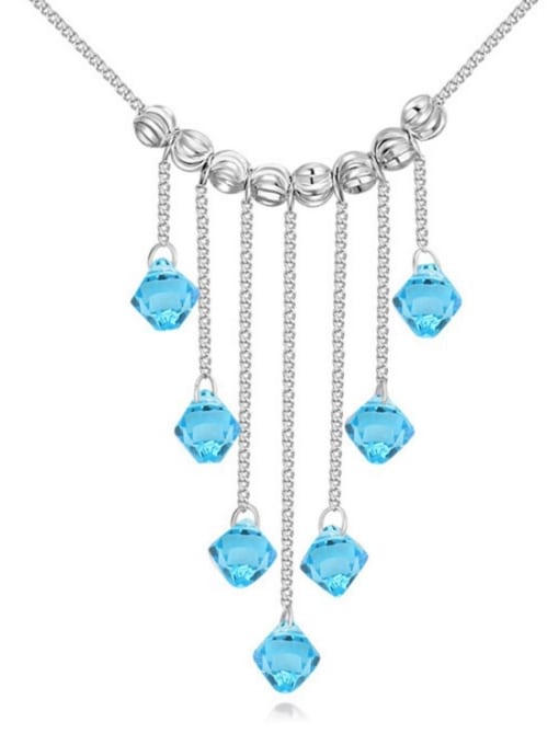 blue Fashion Little austrian Crystals Tassels Pendant Alloy Necklace