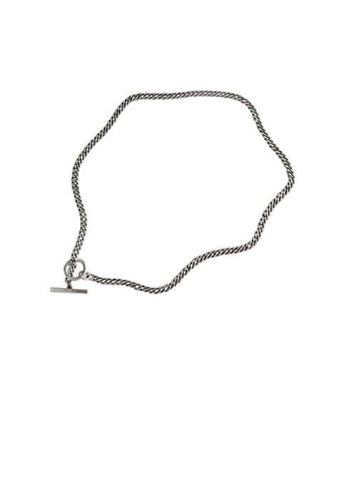 DAKA 925 Sterling Silver With Antique Silver Plated Simplistic Chain Necklaces