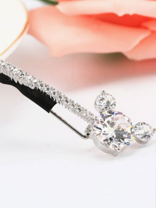 Wei Jia Simple Mickey Shiny Cubic Zirconias Copper Hairpin 1