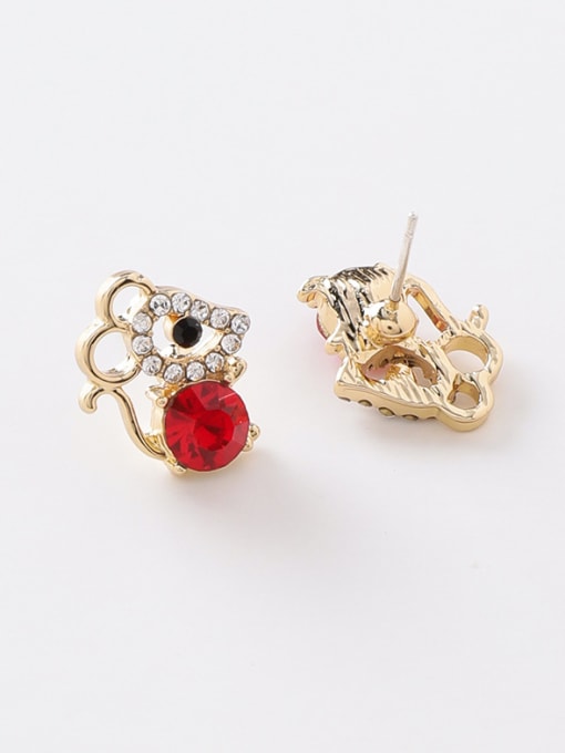 Girlhood Alloy With Rose Gold Plated Cute Hollow Mouse Stud Earrings 2