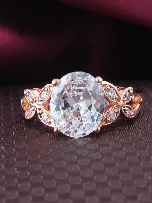 SANTIAGO All-match Rose Gold Plated Butterfly Shaped Zircon Ring 2