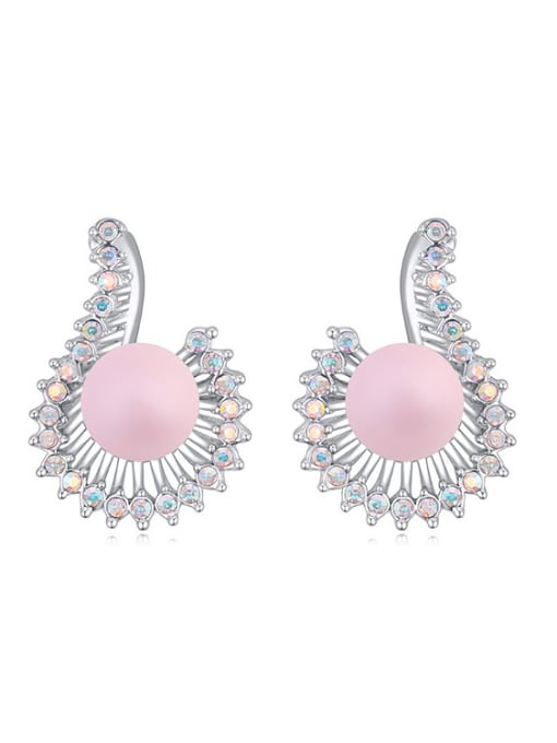 QIANZI Personalized Imitation Pearl Crystals Stud Earrings 1