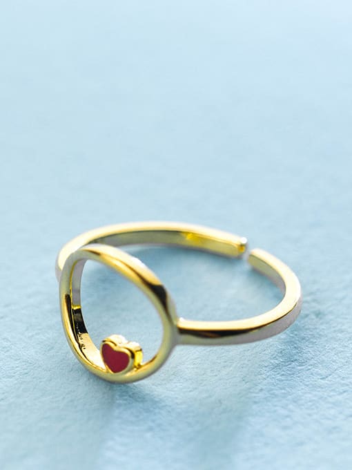 Rosh Fashion Gold Plated Red Heart Design S925 Silver Ring 1