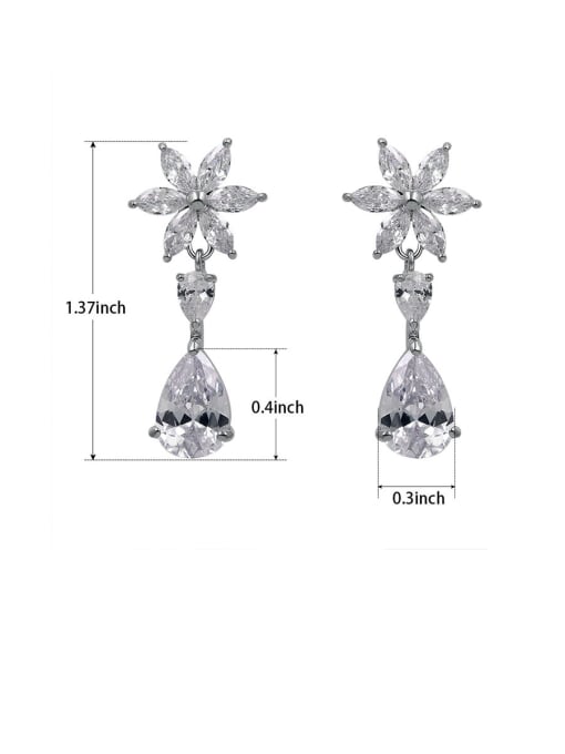 platinum Copper With Cubic Zirconia Cute Flower Drop Earrings