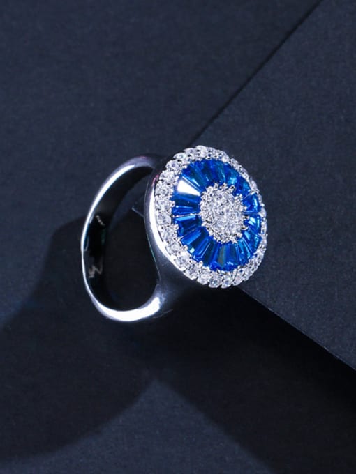 L.WIN Copper inlaid AAA zircon shines blue rings 0