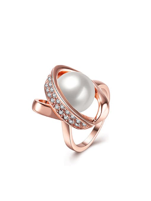 OUXI Fashion Artificial Pearl Rhinestones Ring