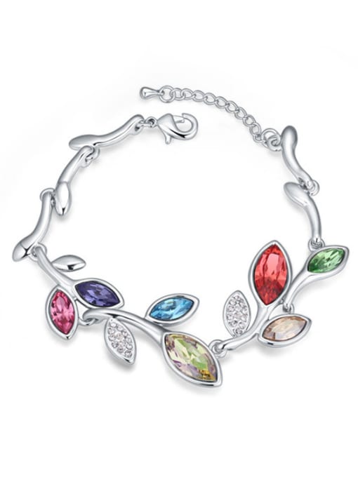 multi-color Fashion Leaves austrian Crystals Alloy Bracelet