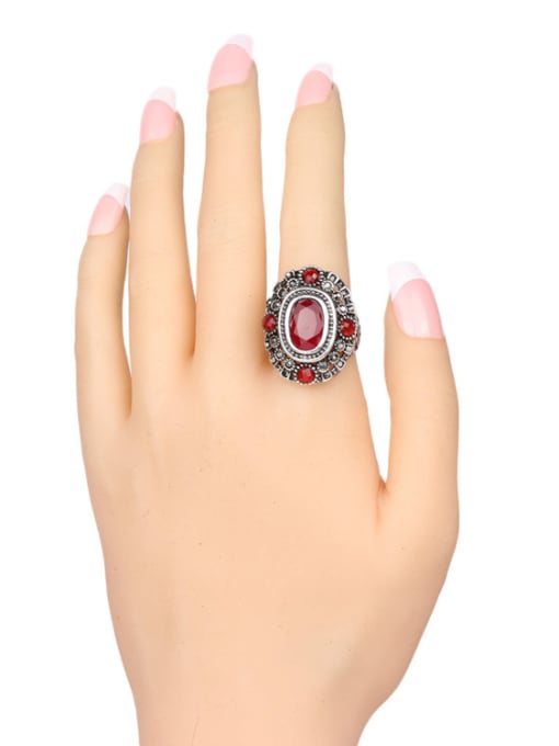 Gujin Classical Retro style Ruby Resin stone Alloy Ring 1