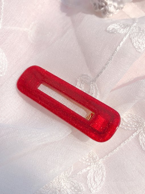 Square - flashing red Alloy With Cellulose Acetate  Fashion Acrylic Water Droplet Square  Barrettes & Clips