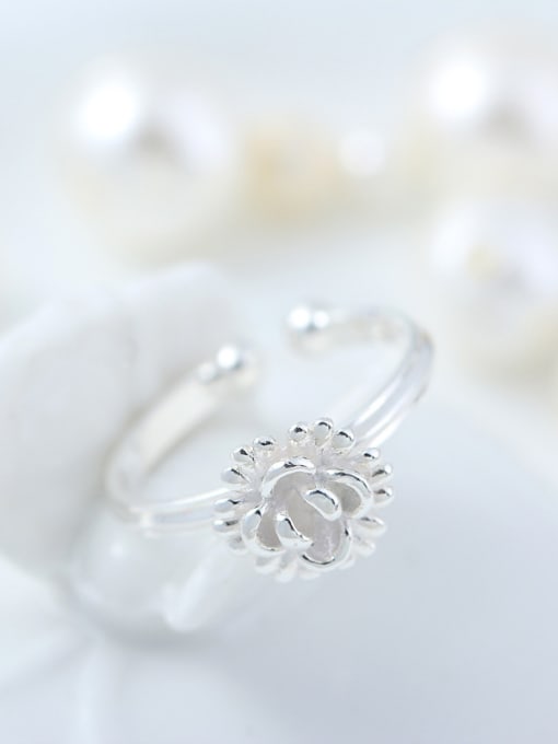 kwan S925 Silver Flower Fress Size Simple Ring 1