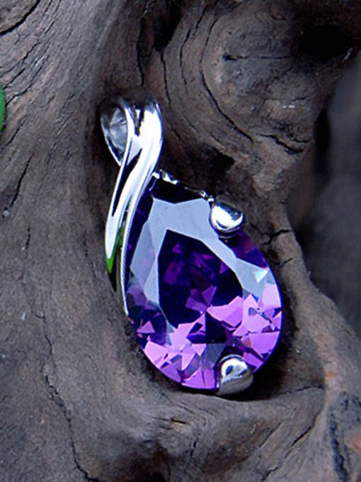 Ya Heng Fashion Water Drop Purple Crystal Copper Pendant 3