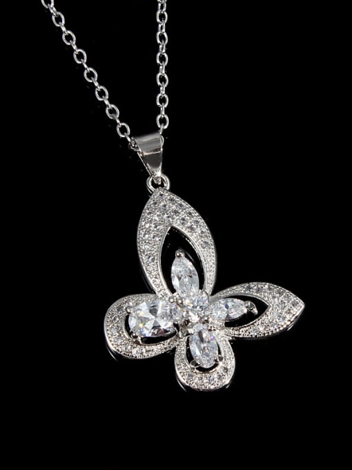 SANTIAGO Shimmering Platinum Plated Butterfly Shaped Zircon Necklace 2
