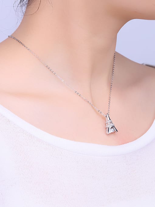 One Silver Tower Shaped Necklace 1