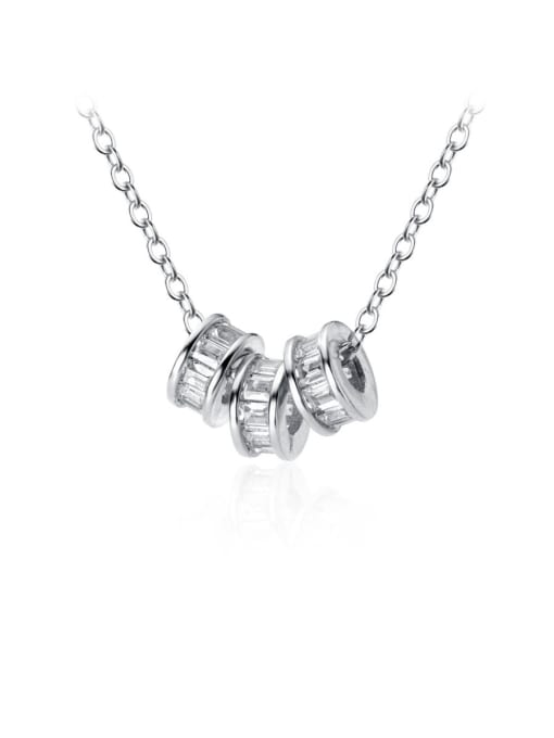 Rosh 925 Sterling Silver With Platinum Plated Simplistic Round Necklaces